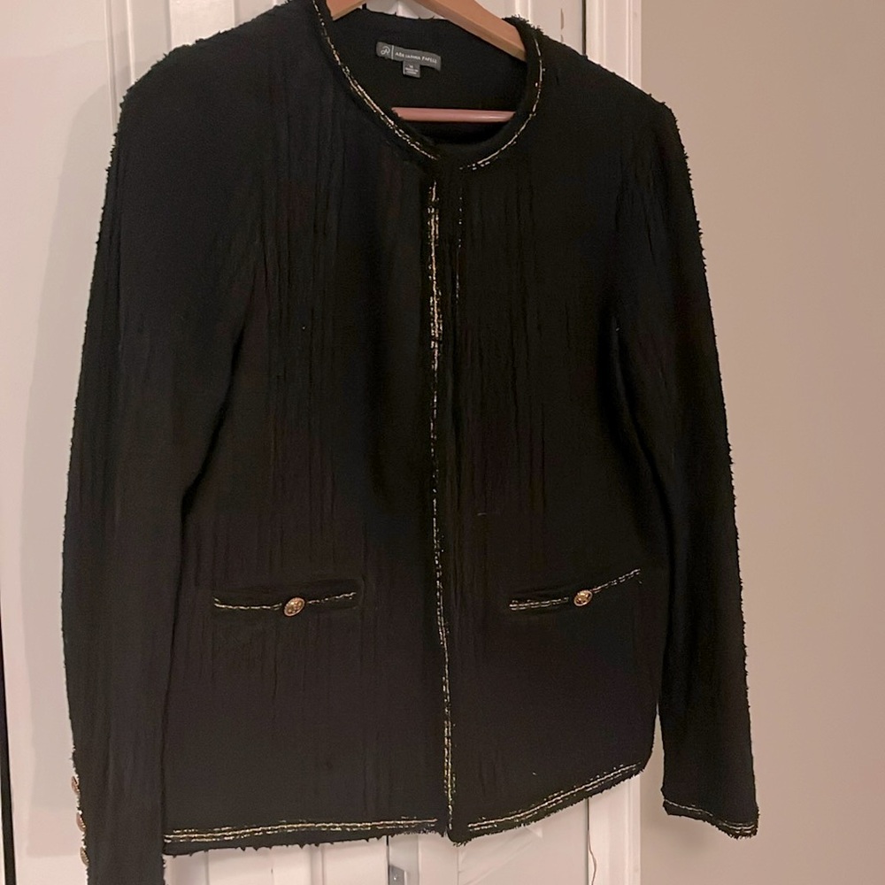 Adrianna Papell Metallic Trim Tweed Jacket In Black At Nordstrom Size Medium